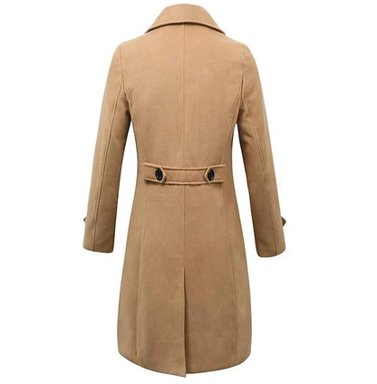 Premium double-breasted woollen men's coat in dark grey, perfect for British winters