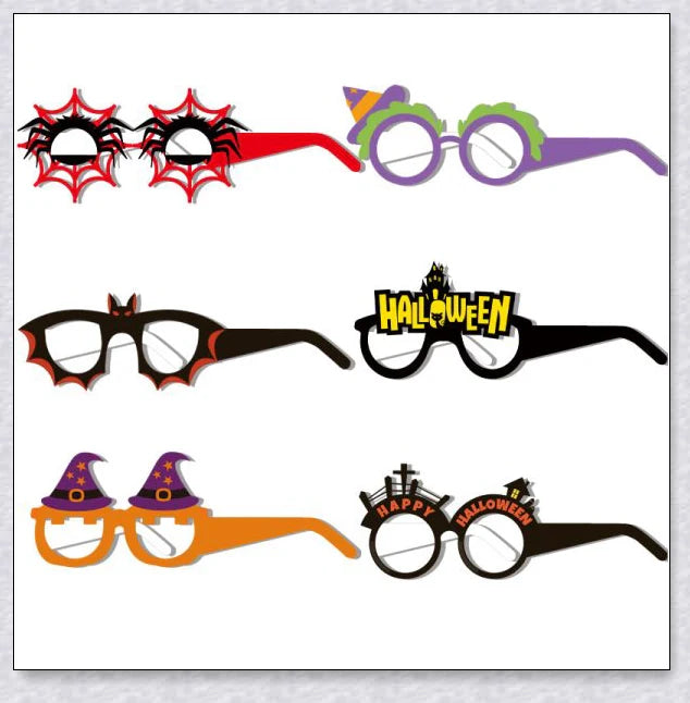 Partyboo Halloween Party Paper Glasses with pumpkin, bat, and spider web designs