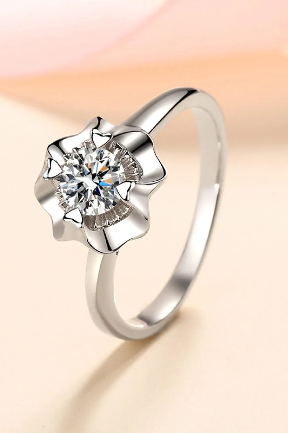Elegant moissanite and sterling silver ring with a minimalist design, perfect for everyday wear in the UK