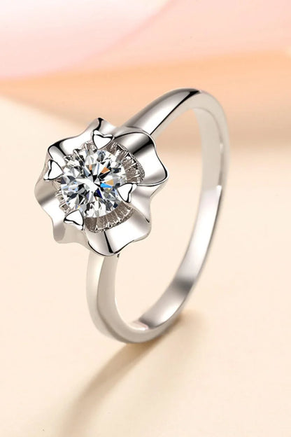 Elegant moissanite and sterling silver ring with a minimalist design, perfect for everyday wear in the UK