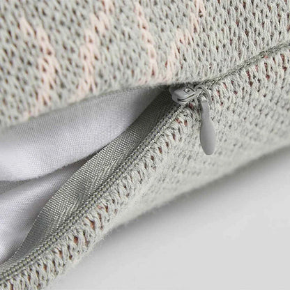 Elegant knitted cotton cushion cover featuring a detailed embroidered jellyfish design, available in grey and green colours.