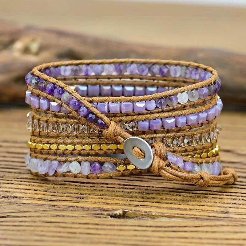 Handcrafted crystal bead watch strap in a bohemian-inspired design