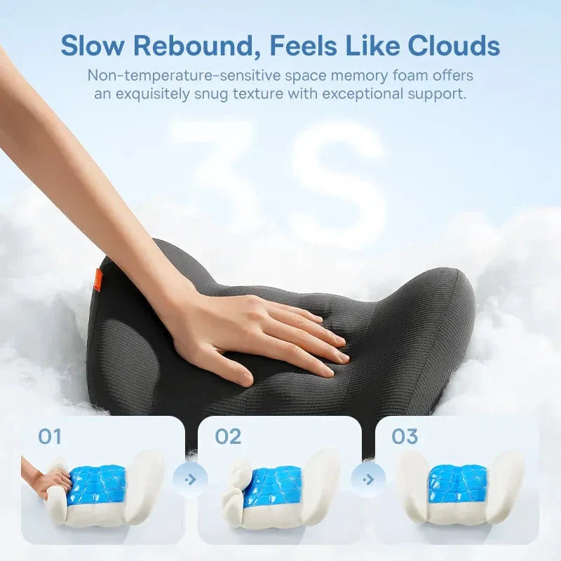 Premium car neck and lumbar support cushion with ergonomic 3D contoured design, memory foam and synthetic fibre for ultimate comfort