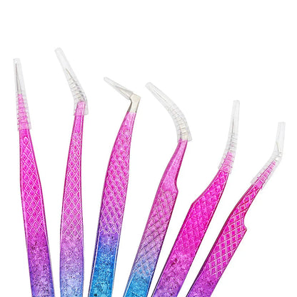 Precision Eyelash Tweezers with Elegant Ice Flower Design - Superhard Stainless Steel, Anti-static, Ergonomic Grip