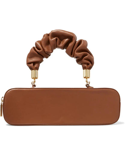 Sophisticated long shoulder diagonal bag with a sleek horizontal square design, made of durable synthetic leather and featuring a single shoulder strap for hands-free convenience.