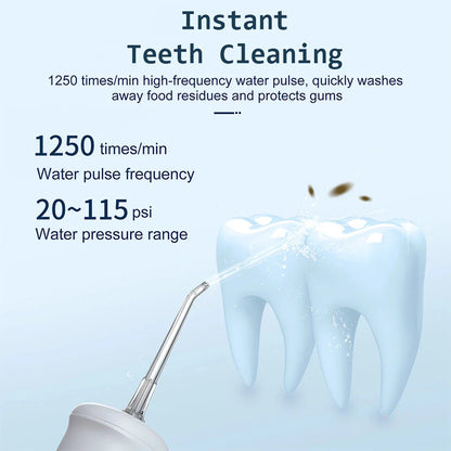 Cordless Water Flosser with 3 Cleaning Modes, Detachable Tank, and Replaceable Nozzles for Improved Oral Hygiene