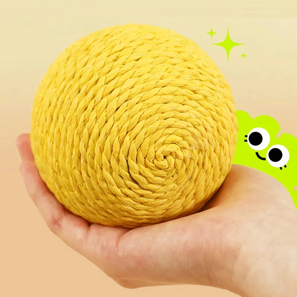 Interactive sisal cat scratching ball with sound, a unique toy that keeps cats entertained and promotes healthy scratching habits.
