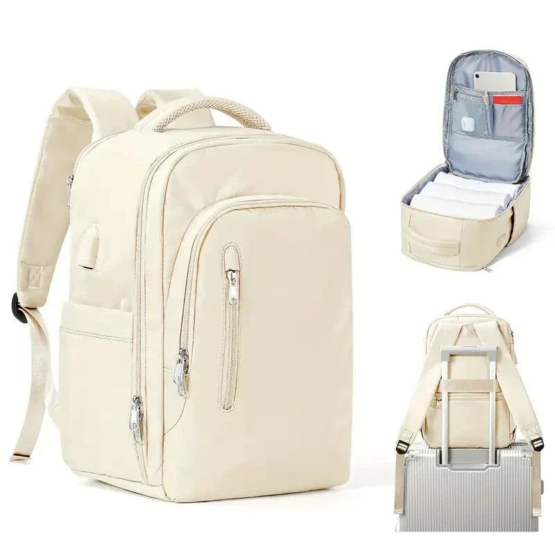 Multi-purpose laptop backpack with ample storage, protective lining, and comfortable carrying system for the modern British traveller