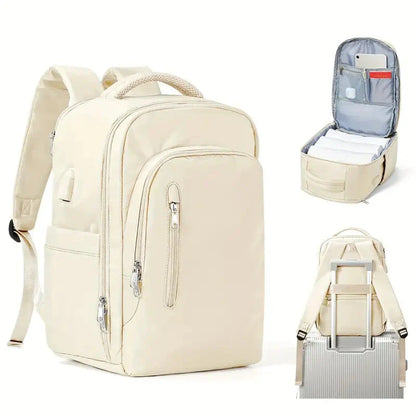 Multi-purpose laptop backpack with ample storage, protective lining, and comfortable carrying system for the modern British traveller