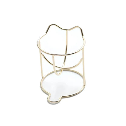 Elegant stainless steel makeup sponge drying rack in gold and rose gold finishes, designed to keep your beauty tools organised and fresh.