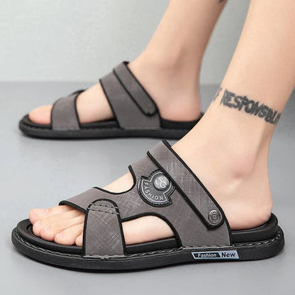 Premium British-made beach sandals with breathable PU upper, non-slip rubber sole, and adjustable buckle closure