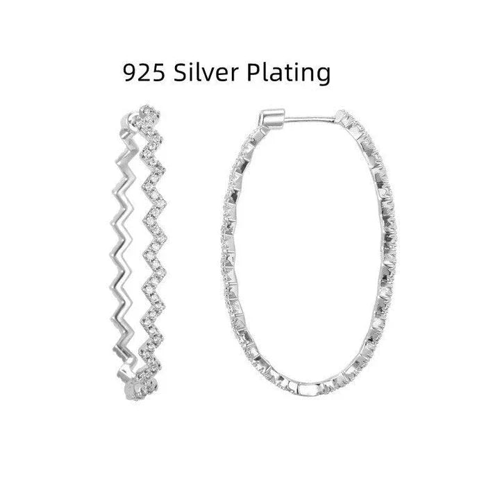 Mosan Diamond Wave Fashion Geometry Earrings in 925 silver plating and 18k platinum finish