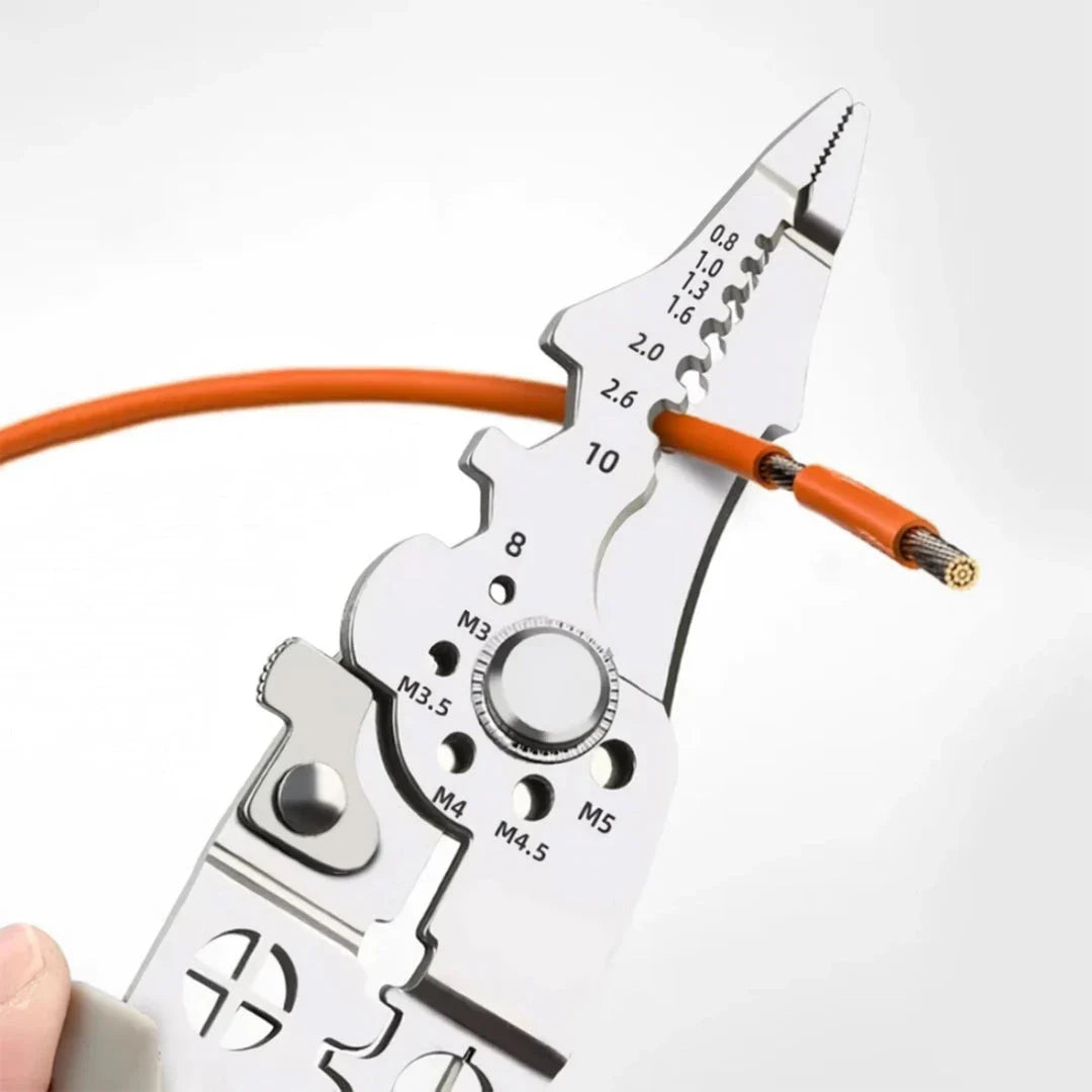Adjustable Wire Stripper, Crimper and Cable Cutter Pliers made of high-carbon steel for durable and precise electrical wiring tasks