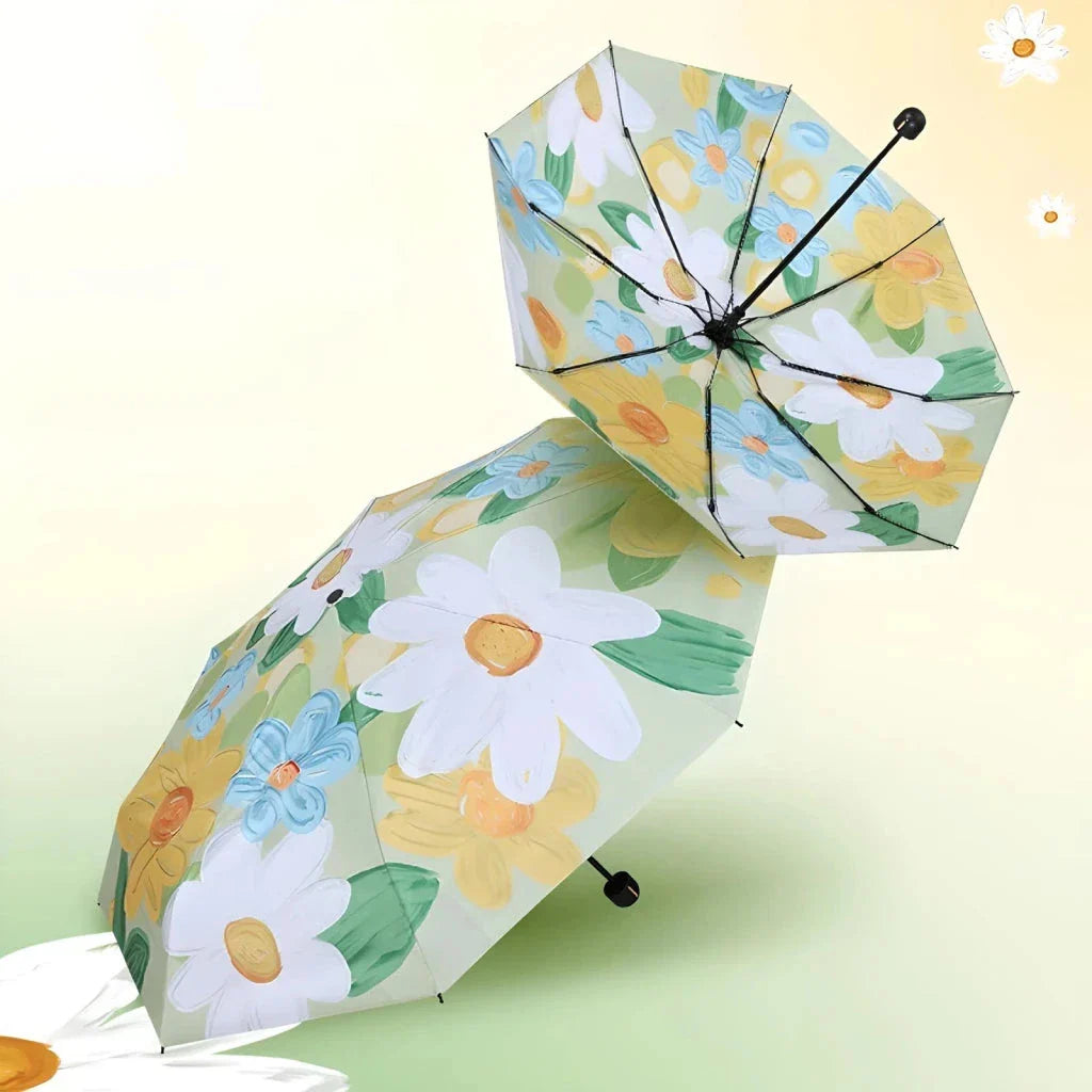 Flower Pocket Mini Phone Umbrella with a floral pattern, providing stylish rain and sun protection