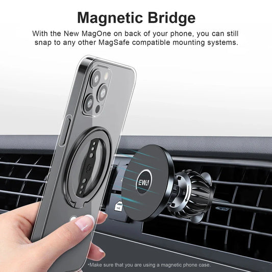 Sleek and secure MagSafe compatible wireless charging phone grip in black colour