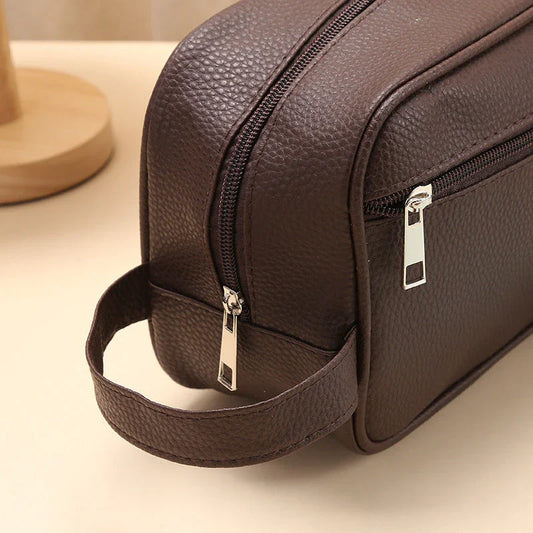 Trendha Men's Waterproof Toiletries Bag with sophisticated lychee pattern and ample storage capacity