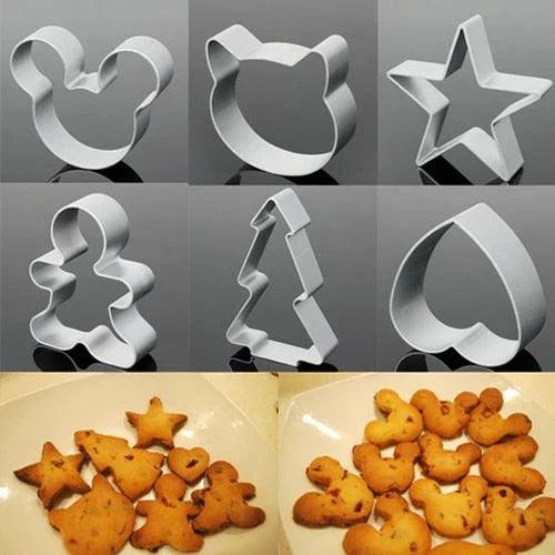Premium eco-friendly geometric metal cookie cutters set in various colours, including silver, gold, and rose gold.