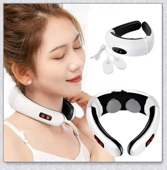 A wireless neck massager with an adjustable design for targeted neck pain relief and muscle relaxation.