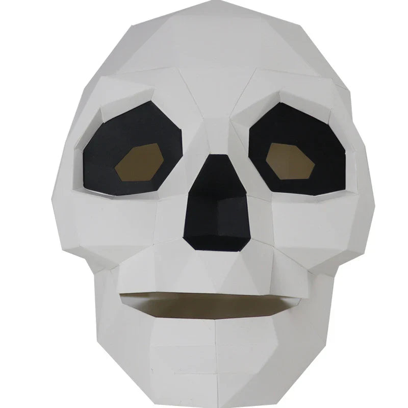 Premium handcrafted Devil Skull Papercraft Mask with horns, perfect for Halloween celebrations
