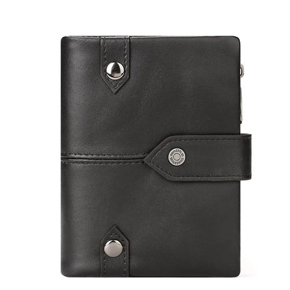 Premium British leather wallet in red, black, and brown colours with a minimalist, sophisticated design