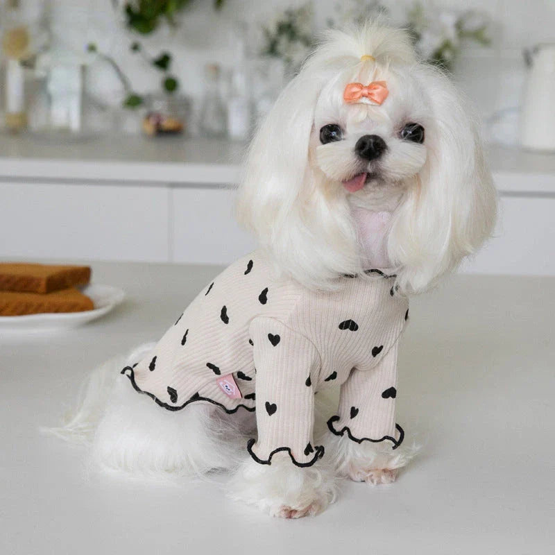A cosy and stylish embroidered bear waffle vest for pets, perfect for keeping your furry friend warm and cute during the colder months.