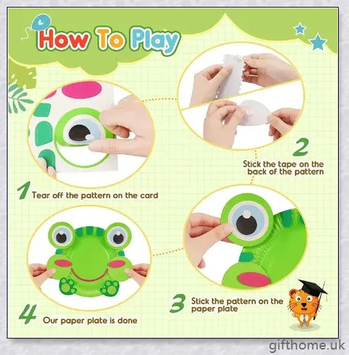 Colourful animal paper plate craft kit with various 3D paper plate animals