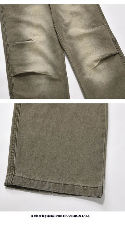 Stylish retro-inspired casual trousers with a distressed finish, available in a range of classic colours and sizes to suit the modern British consumer.