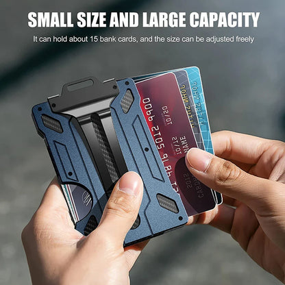 Aluminium alloy card wallet with secure card slots and compact, premium design