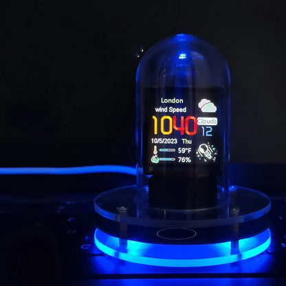 Meteorological Black and White RGB Mini TV Desktop Ornament with vibrant lighting effects and compact design
