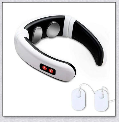 A wireless neck massager with an adjustable design for targeted neck pain relief and muscle relaxation.