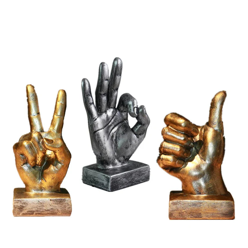 Elegant resin gesture ornaments in a variety of classic bronze and silver finishes, perfect for adding a charming accent to British-inspired home decor