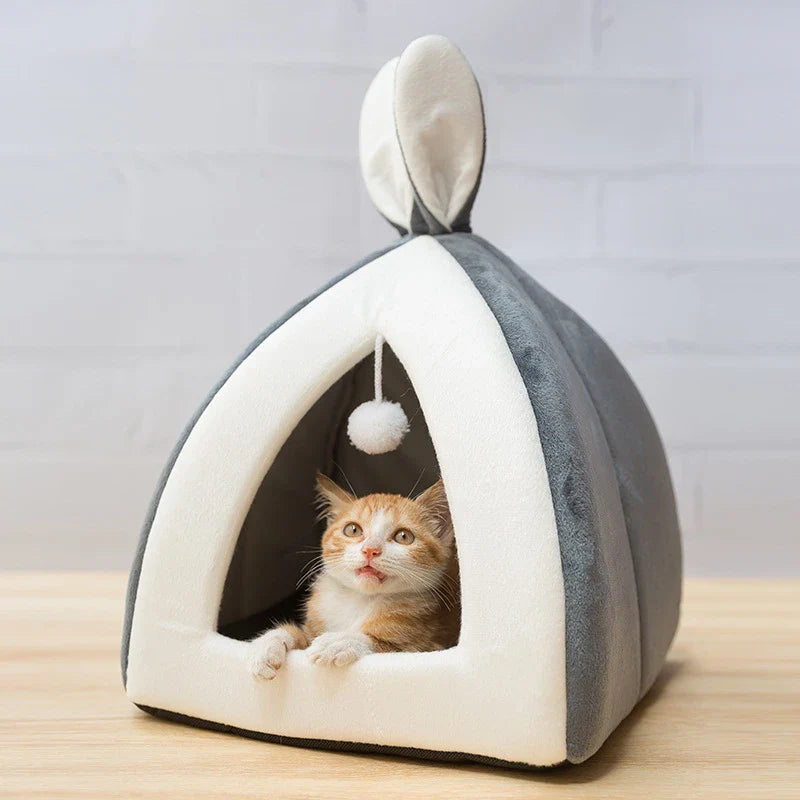 Premium Cat House & Kennel for Small Dogs - Cosy, Breathable Pet Bed in Grey