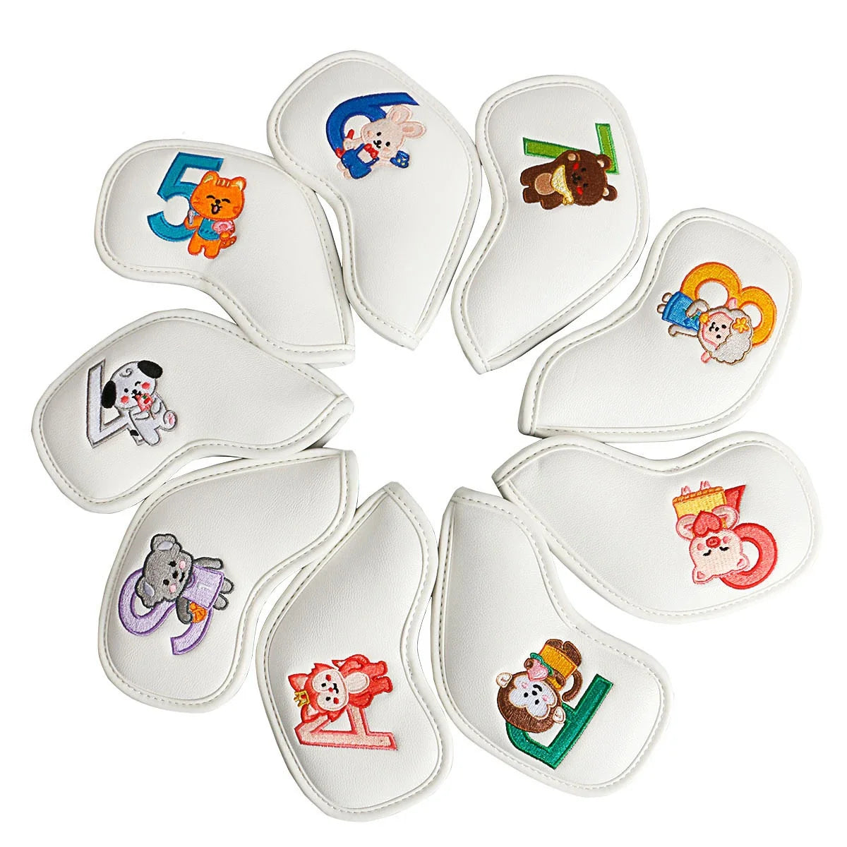Premium printed golf iron covers in a variety of vibrant colours, designed to protect clubs and showcase personal style