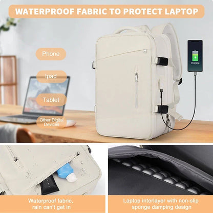 Premium Expandable Travel Backpack with Laptop Sleeve, Water-Resistant Nylon, and Adjustable Capacity