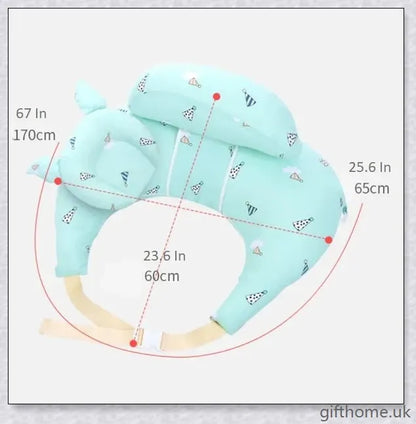 Premium breastfeeding nursing pillow with adjustable buckle, soft cotton fabric, and extra cushioning to support baby's head and prevent reflux.