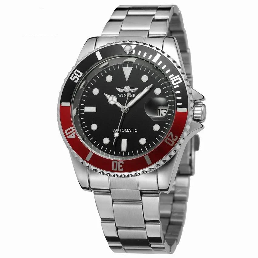 Premium automatic mechanical watch with stainless steel casing, mineral glass mirror, and various colour options for the modern gentleman
