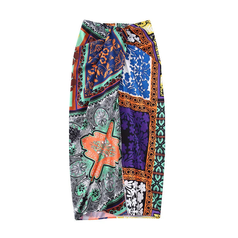 Premium floral printed blouse and skirt set for women with tailored fit and high-quality polyester fabric