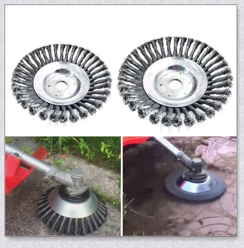 Premium Pavement Surface Grass Trimmer with stainless steel construction and heavy-duty brushes for efficient grass and brush cutting on hard surfaces