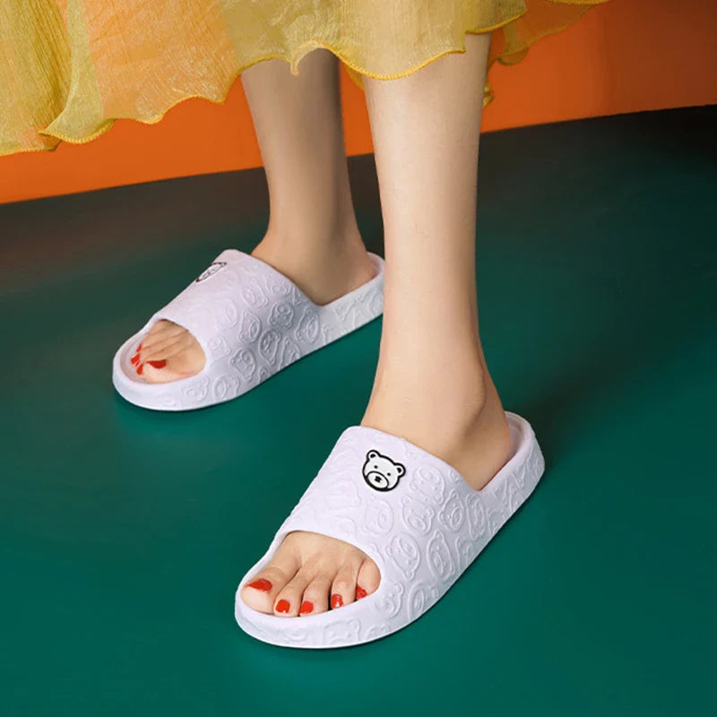 Soft, cosy bear-themed slippers with non-slip soles for comfortable indoor wear