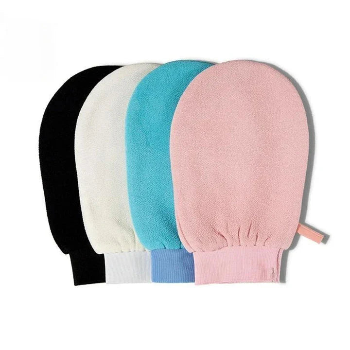 Premium exfoliating body scrub mitt made of viscose fibre for soft, smooth skin