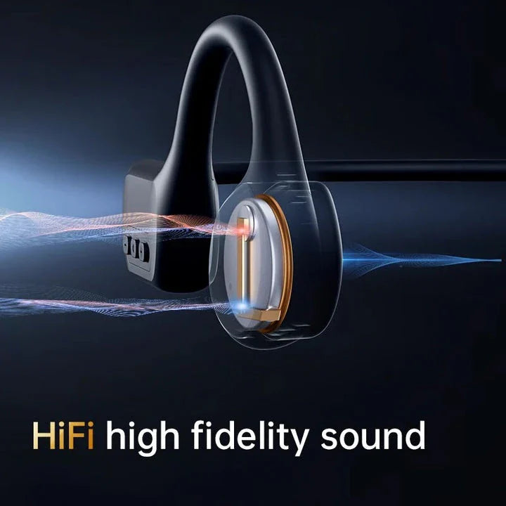 Bone conduction wireless earphones with integrated MP3 player, Bluetooth 5.3, and waterproof IPX8 design