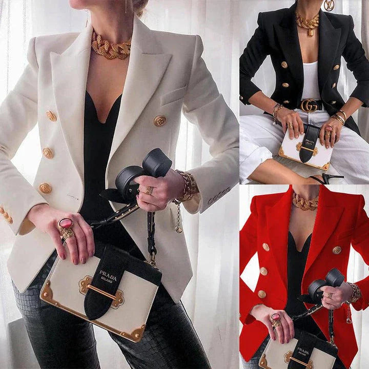 Tailored casual blazer in khaki colour, featuring a sophisticated and versatile design for women