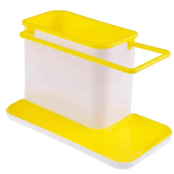 A premium multifunctional kitchen organiser with storage compartments, a towel rail, and a drip tray for keeping your sink area tidy and organised.