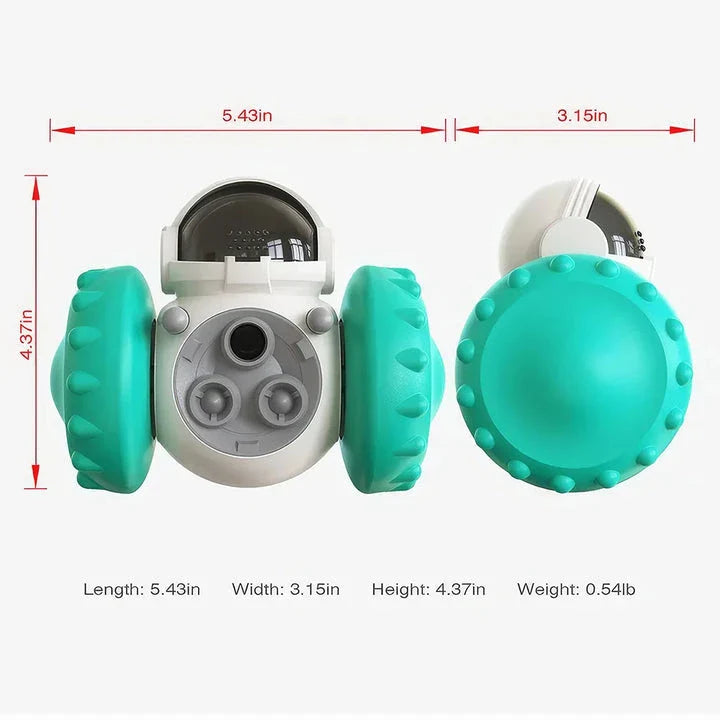 Durable dog tumbler treat dispenser toy in various vibrant colours for mental and physical stimulation
