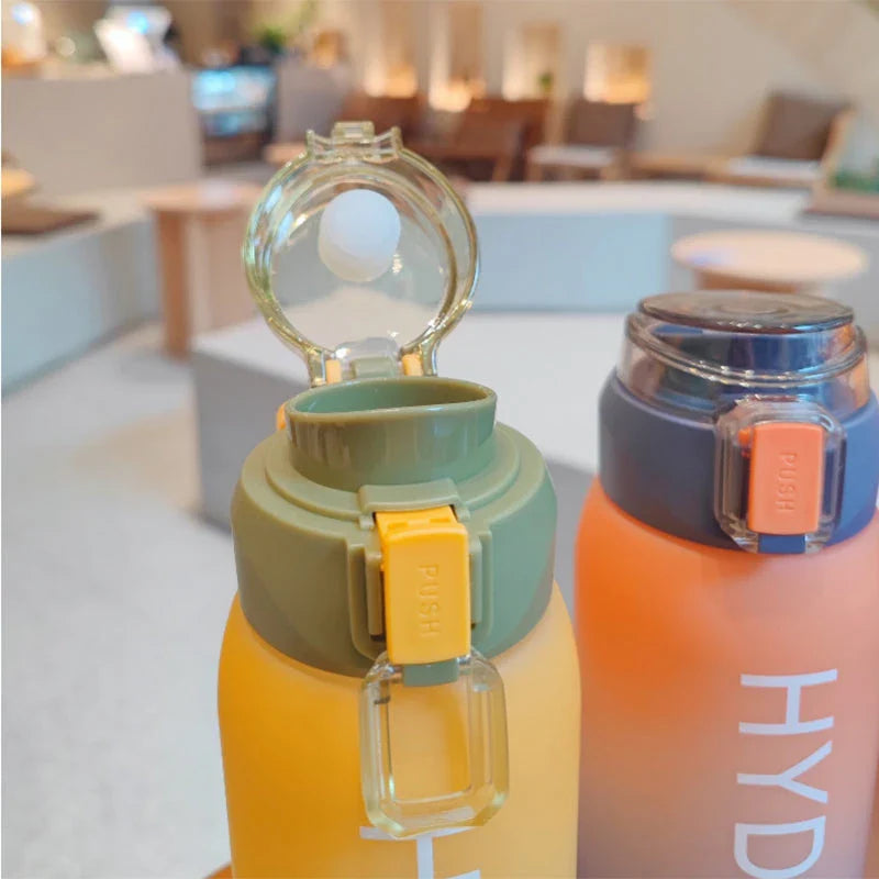 Trendha Large Capacity Gradient Frosted Water Bottle in Yellow - Stylish and Durable Hydration Solution