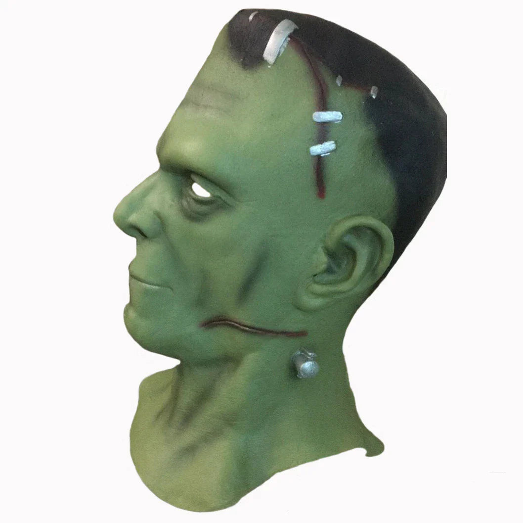 Premium green latex Halloween mask for horror-themed masquerades and costume parties