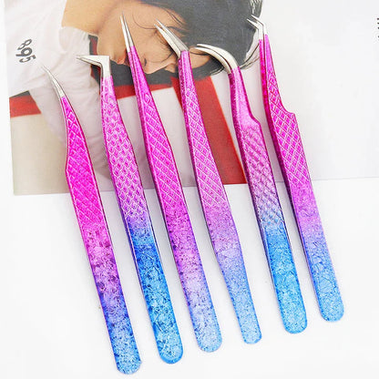 Precision Eyelash Tweezers with Elegant Ice Flower Design - Superhard Stainless Steel, Anti-static, Ergonomic Grip