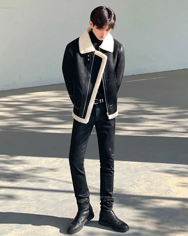 Premium casual lambswool jacket for stylish British gentlemen, featuring a zip-up design, timeless solid colour, and durable construction.