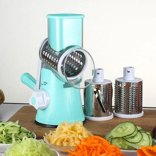A premium manual vegetable cutter with stainless steel blades and a contemporary blue design, perfect for efficient meal preparation in any UK kitchen.