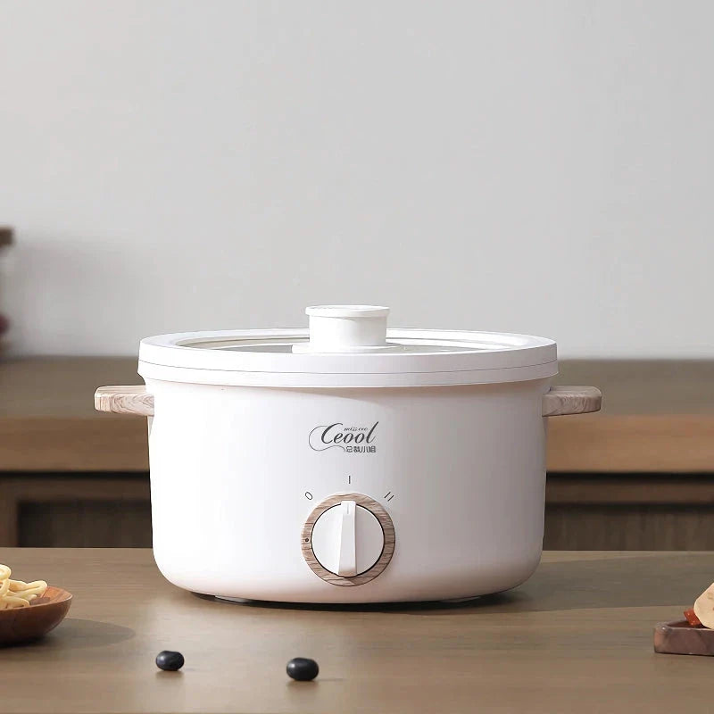 Trendha Compact Multi-Purpose Electric Cooker with Steamer Attachment in White